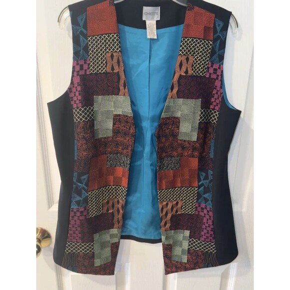 Chicos Embroidered Patchwork Vest Womens 0 Sz S 4-6 Artsy Boho Hippie Festival - Picture 7 of 7
